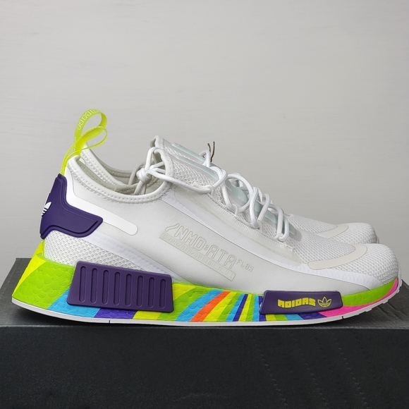 Adidas NMD R1 Spectoo Boost White Multicolor Men's Running Shoes - Picture 3 of 6